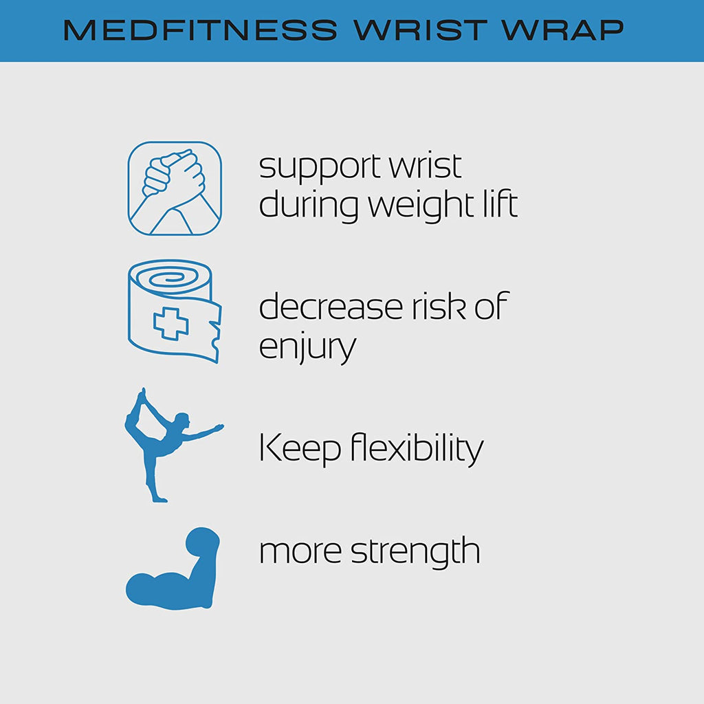 MEDFITNESS Wrist Wraps Weightlifting for Men & Women - Weight Lifting Wrist Wrap Set of 2 ,18" Wrist Wraps with Thumb Loops